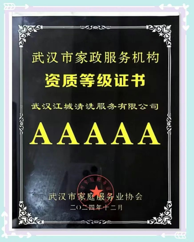 重磅喜訊！武漢江城清洗獲評“AAAAA級家政服務機構”
